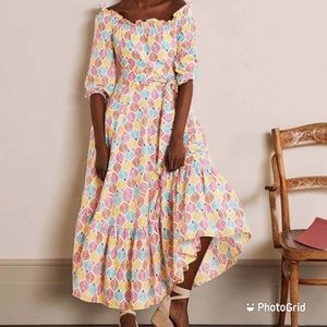 COPY - Ivory & Multicolour Palm Rosalind Off Shoulder Dress - NWT